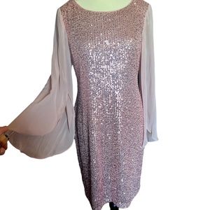 CONNECTED APPAREL - DUSTY ROSE DRESS WITH FLUTTER SLEEVES